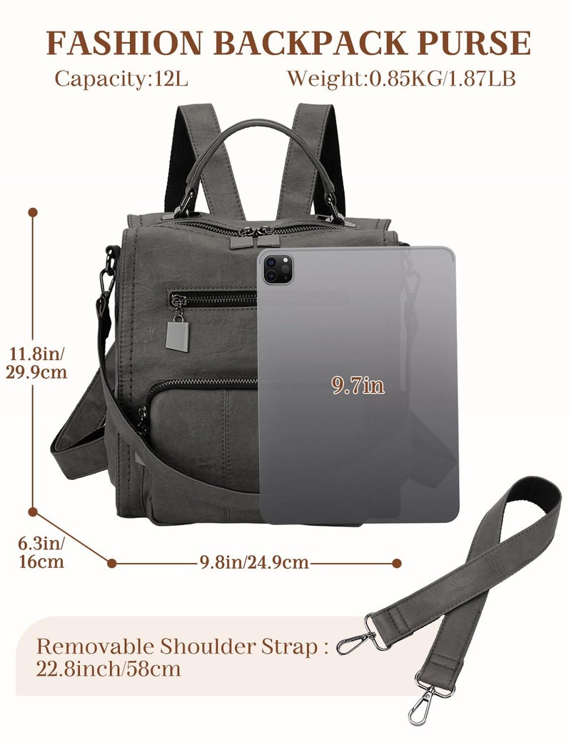 RAVUO Backpack Purse for Women, Fashion Faux Leather Backpack Handbags Ladies Shoulder Bag 3 Ways to Carry for Travel Daily - Image 2